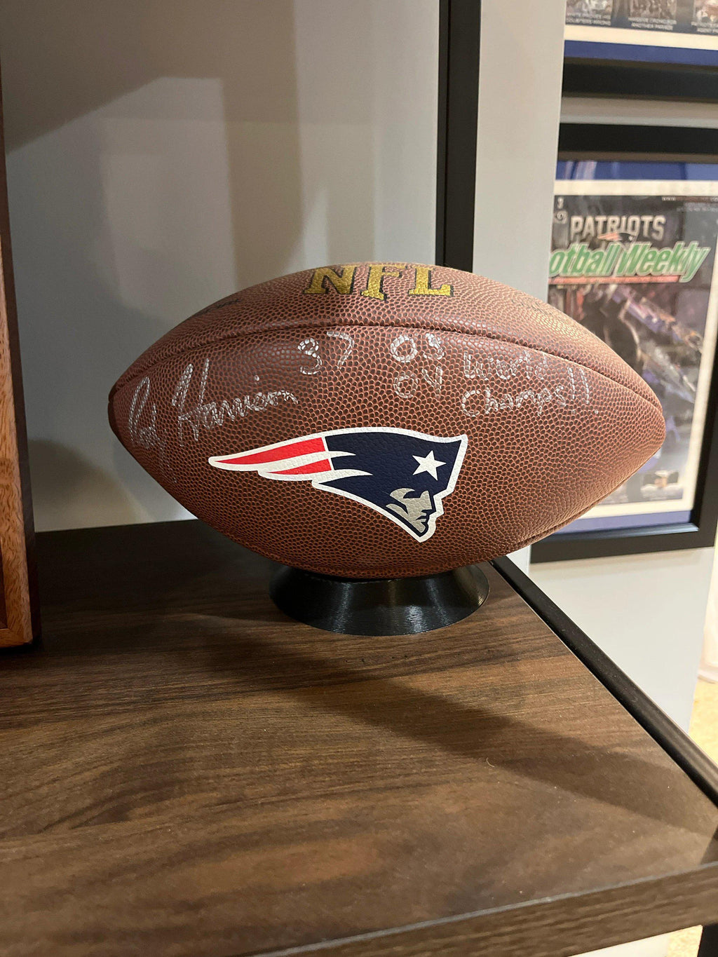NFL Football Holder, Sports Memorabilia Showcase, Gift for Fans, Shelf Decor, Unique Collector Stand