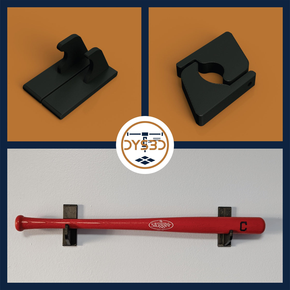 Baseball Mini-Bat Wall Display Mount